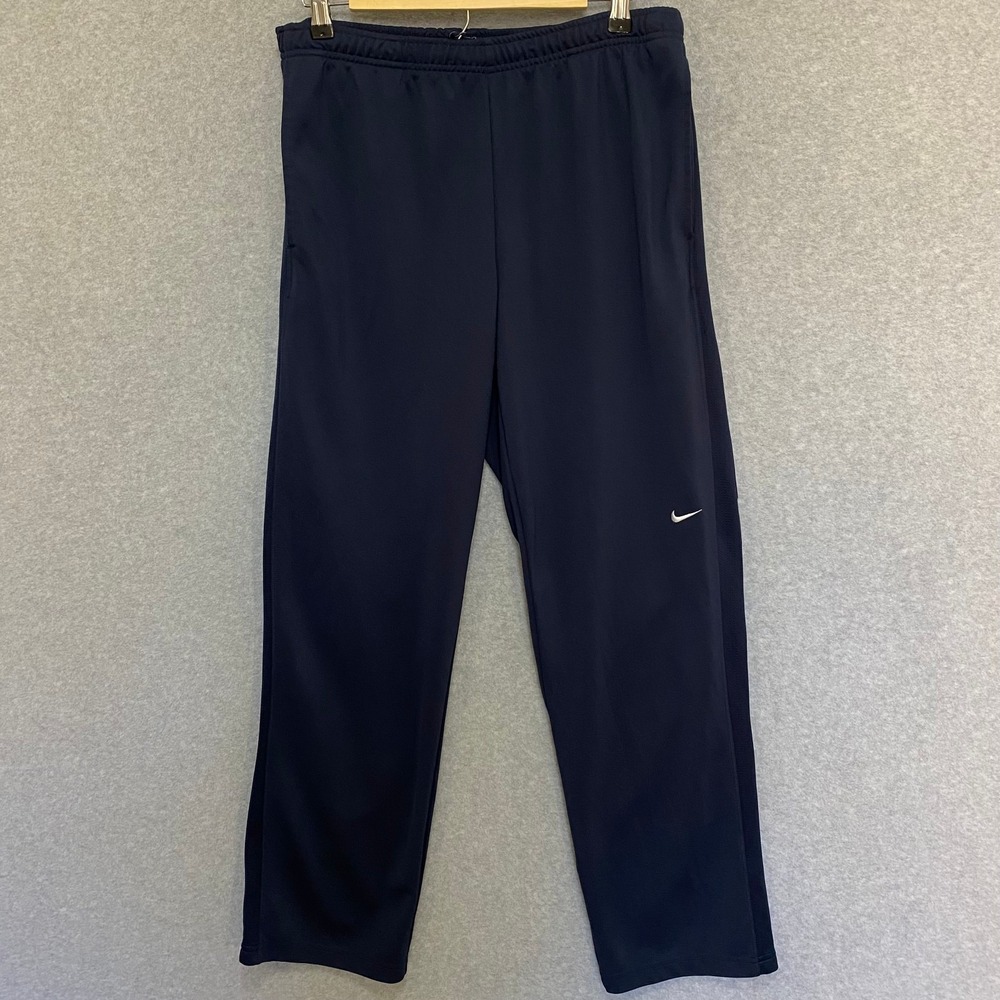 NIKE Men's Medium Navy Blue Performance Track Pants 100% Polyester Drawstring